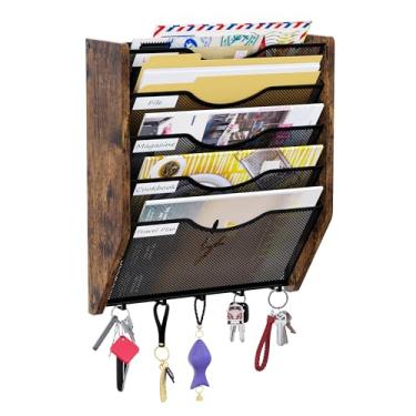 Imagem de PAG-Mass Organizador De Arquivos Parede Com Ganchos, Suporte Correspondência Em Malha 5 Camadas, Suspenso, Porta-Revistas Para Documentos, Revistas, Literatura, Arquivo, Correspondências, Envelopes