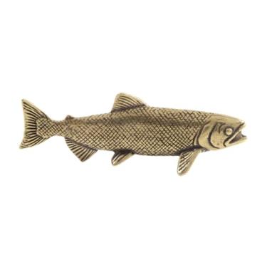 Imagem de WeiLaiKeQi Estátua de peixe de latão, estatueta colecionável, decoração de mesa, miniatura, ornamento de peixe salmão, escultura para escritório, sala de ioga,