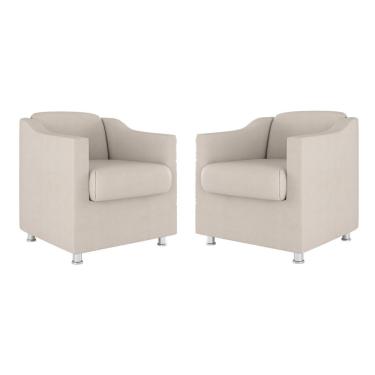 Imagem de Kit 02 Cadeiras Poltronas Decorativas Recepção Clinica Suede Cor:bege