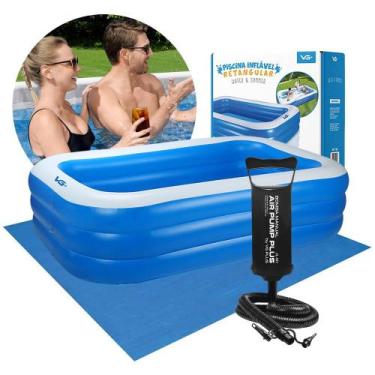 Imagem de Piscina Inflável Retangular Azul 712 Litros 210 Cm Pvc com Bomba e For