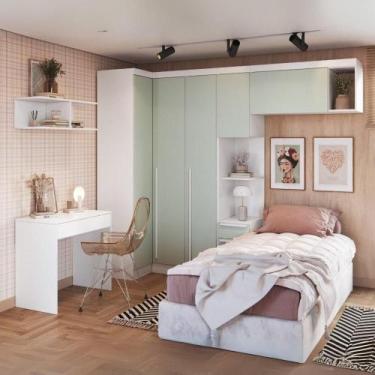 Imagem de Guarda-roupa Infantil Modulado 6 Peças Infinity Branco Line/Pistache -