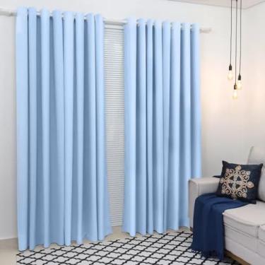 Imagem de Cortina Tecido Grosso 300x250 Sala Quarto (Azul bebê, 300x250cm)