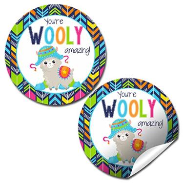 Imagem de Etiquetas adesivas You are Wooly Amazing Alpaca Appreciation & Encorajamento, 40 adesivos de círculo de festa de 5 cm da AmandaCreation, ótimo para professores e qualquer pessoa que precise se sentir apreciada