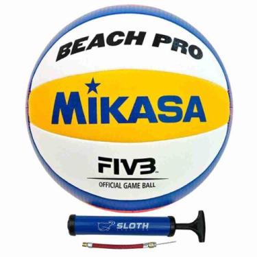 Imagem de Bola de Vôlei de Praia Mikasa Beach Pro BV550C + Bomba de Ar, Amarelo