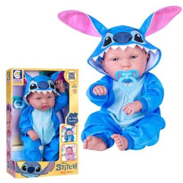 Imagem de Boneca Infantil Baby Stitch com Roupinha E Chupeta 37cm - Cotiplás