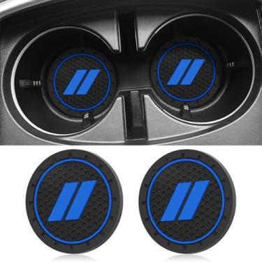 Imagem de REMOCH Suporte de copo para Dodge Accessories Charger Challenger Durango SRT Dart Journey Tapetes de porta-copos antiderrapantes para console central (7,5 cm, azul)