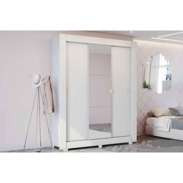 Imagem de Guarda Roupa Solteiro 3 Portas de Correr (1 c/ Espelho) c/ Pés CBH563 Branco - Kappesberg