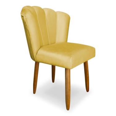 Imagem de Cadeira Petala Veludo Confortavel Pé Palito Sala Cozinha - CEMA DECOR,