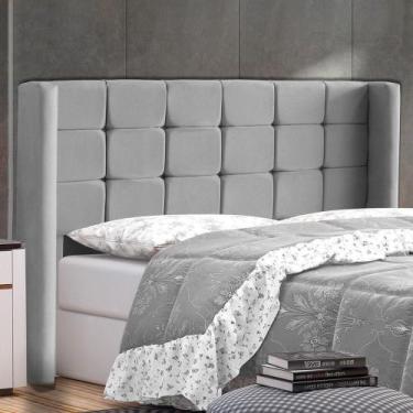 Imagem de Cabeceira Cama Box Casal King Size Gioconda 195cm Com Frame Suede Cinz