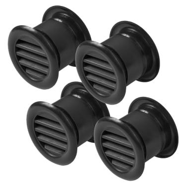 Imagem de Vent Systems Pacote de 4 caixas de ar pretas de 3,8 cm - Louvers de porta de dois lados - Mini círculo - Grelha de ventilação - Grelhas de ventilação internas - banheiro, armário, garagem através da