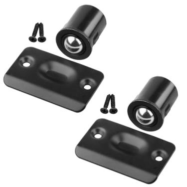 Imagem de HOMOTEK Pacote com 2 unidades de captura de bola com placa de ataque para portas de armário, preto, 33/16" x 1-1/8", bola de tensão ajustável