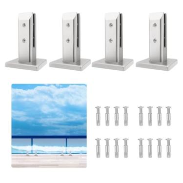 Imagem de LukLoy Pacote com 4 braçadeiras de corrimão de vidro de aço inoxidável 316 960 g para corrimão de vidro resistente para escadas de jardim doméstico balaustrada varanda