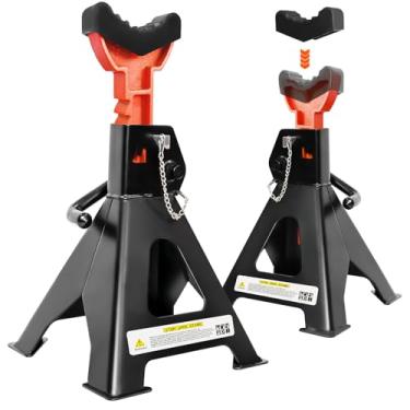 Imagem de YATOINTO Macaco de 6 toneladas (6 kg), 39.6 cm-59.4 cm ajustável com trava de pino duplo, suportes de macaco resistentes com almofadas de borracha extra, elevadores de carro para garagem doméstica 1