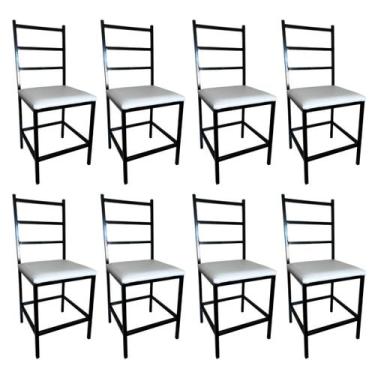 Imagem de Kit 8 Cadeiras Ana Reforçada Cozinha e Sala de Jantar Assento Branco -