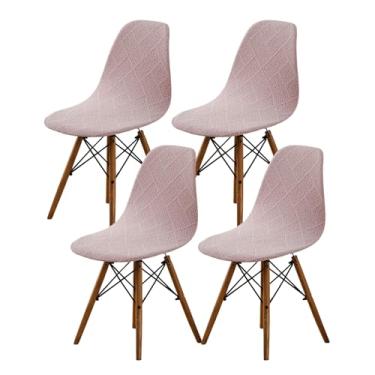 Imagem de HAOYONG Capas de cadeira de jantar modernas de meados do século, capa de cadeira estampada sem braços, capas elásticas para cozinha, escritório, sala de jantar e sala de estar (conjunto com 4)