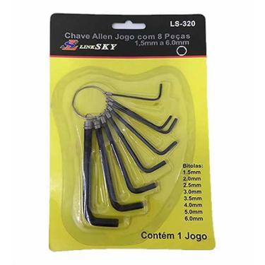 Imagem de Jogo Conjunto Ferramenta Chave Allen Argola Chaveiro 8 Pç