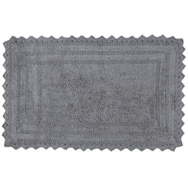 Imagem de RAJRANG Tapete de banho de crochê de algodão para banheiro cozinha spa macio absorvente reversível tapete de banho retangular 86 x 53 centímetros - cinza titânio