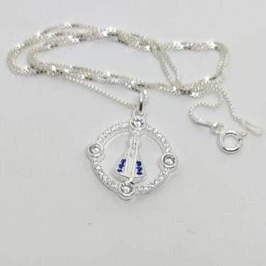 Imagem de Cordão Colar 45 Cm  N. Sra. Aparecida Zircônia Prata 925 - Raio De Luz
