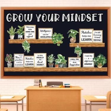 Imagem de Conjunto de quadros de avisos Qilery Grow Your Mindset Decoração de sa