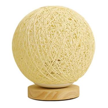 Imagem de Lâmpada de cabeceira de cabeceira LED Definável 3W Creative USB Rattan Ball Table Lamp for Bedroom Kids Room Night Light Eye Protection Presente