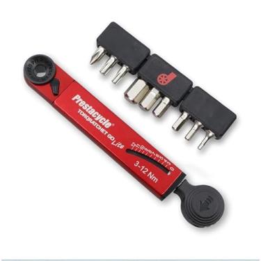 Imagem de Prestacycle TorqRatchet GO Lite, ferramenta de bolso 2 em 1 com mini catraca reversível e chave de torque de feixe de bicicleta (3 a 12 Nm), tela fácil de ler, chave de torque durável para bicicleta