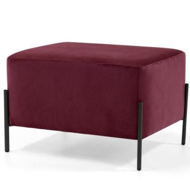 Imagem de Puff Retangular Status 60x45 D02 Pés de Aço Veludo Marsala C-278 - Lya