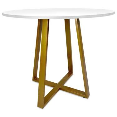 Imagem de Mesa De Jantar Para Cozinha Em aço Estilo Industrial Gizé Tampo Redond