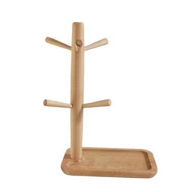 Imagem de Bothyi Organizador de Bandeja de Madeira para Chaves, Porta-chaves Rústico, Suporte para Canecas, Decoração em árvore, Caneca de Café, Bandeja Coletora para, Base retangular