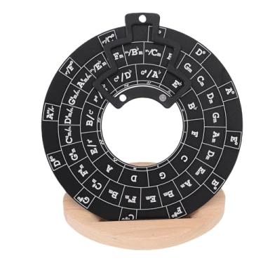 Imagem de Asixxsix Ferramenta de Melodia do Círculo de Rodas Quintas, Ferramenta de Aprendizado de Teoria Musical de Liga de Alumínio Com Base de Madeira para Músicos, Compositores (Preto)