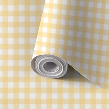 Imagem de VGHUYEVOGERE Papel de parede de papel de parede amarelo guingão quadrado quadriculado sem costura textura mural de parede autoadesivo papel de parede para locatário papel de parede amigável para