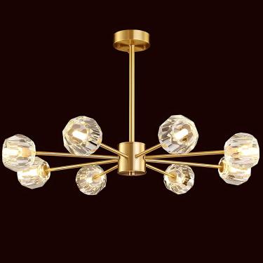 Imagem de Lustre De Cristal Moderno Lustre De Teto Dourado Luz Pendente De Latão Luminárias Pendentes Para Sala De Jantar Sala De Estar Quarto, Gold, 8 lights