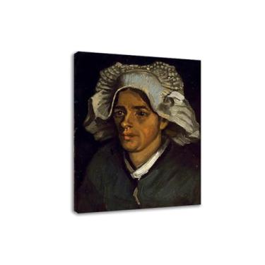 Imagem de LXURY Van Gogh. Cabeça de uma mulher camponesa. Reprodução de pinturas famosas. Arte de parede em tela Van Gogh Pôsteres e impressões. Imagem para decoração de casa 60 x 78 cm com moldura interna