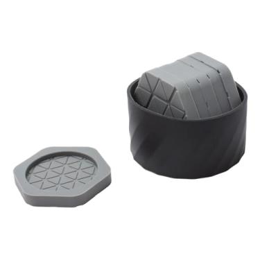 Imagem de Fenteer 6 peças porta-copos de silicone para canecas de café, almofadas isolantes antiderrapantes, conjunto de porta-copos de silicone para festa e bar, Cinza