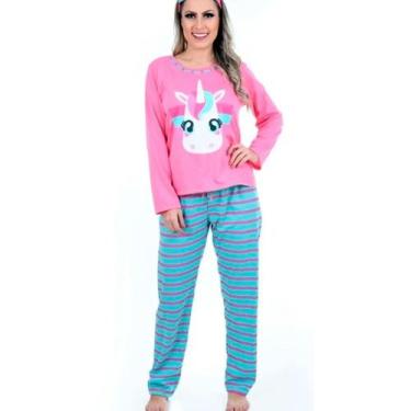 Imagem de Pijama Feminino Longo de Inverno Adulto Calça comprida Frio - NoBrand,