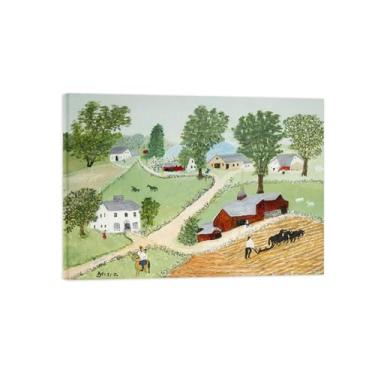 Imagem de LXURY Impressão de arte de parede em tela de paisagem-arado-imagem em tela com moldura de madeira - decoração de parede pintura - reproduções de pôsteres famosos 70 x 100 cm 28 x 39 polegadas