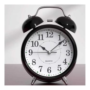 Imagem de Despertadores Despertador analógico a bateria para sala de estar Cozinha Quarto Escritório Escola Dormitório Cabeceira Despertador multifuncional com luz noturna Relógio de cabeceira(Preto)