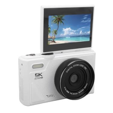 Imagem de Serounder Câmera Digital de 5k 75MP Com Tela Flip, Câmera de Vlogging de Foco Automático para o YouTube, Zoom de 18x, Detecção de Rosto de Sorriso, para Adolescentes e Iniciantes (Branco)