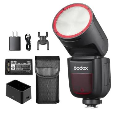 Imagem de GODOX Godox V1-S V1S Versão Eua Flash De Câmera De Cabeça Redonda Compatível Com Sony, Flash De Íon De Lítio Ttl De 76 Ws 2,4 G, 1/8000 Hss, 480 Disparos De Potência Total, Tempo De Reciclagem De 1,