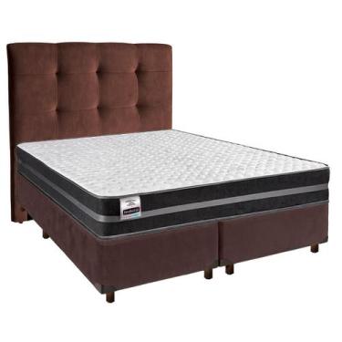 Imagem de Conjunto Cama Box Marrom Queen + Colchão Molas Ultralastic Bogota Indu