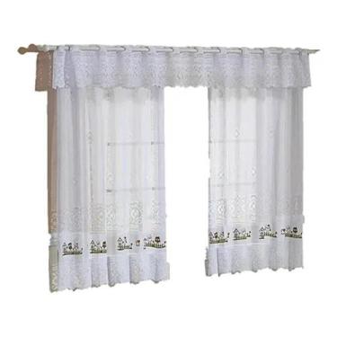 Imagem de Cortina Renda Cozinha 2,00 X 1,20M Coruja Branca - Interlar