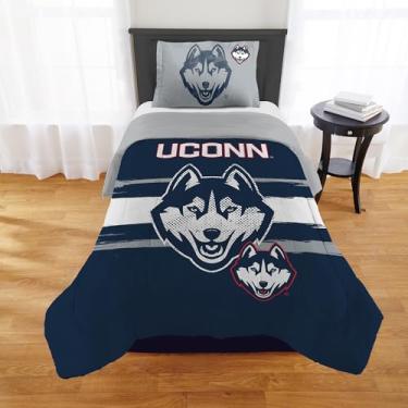 Imagem de Conjunto de edredom UConn Huskies – roupa de cama Huskies para dormitórios, quartos de hóspedes, trailers, portas traseiras e decoração de dia de jogo UConn, solteiro/solteiro GG
