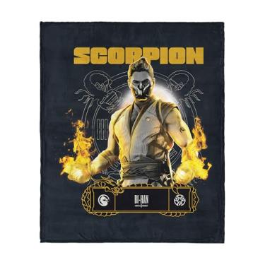Imagem de Cobertor Mortal Kombat Silk Touch – Scorpion Bi-Han, lã ultramacia, pelúcia e leve, 127 x 152 cm