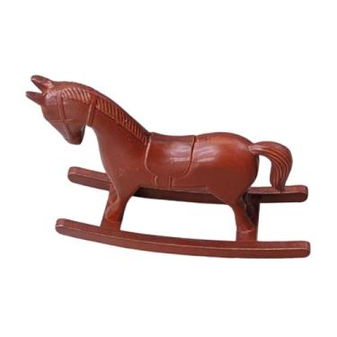 Imagem de Generic Estátua de cavalo de balanço, escultura, prateleira decorativa, estatueta de cavalo de madeira esculpida, coleção de design vintage, versátil e leve, Vermelho