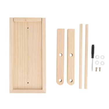 Imagem de Rack de armazenamento de madeira de madeira camada dupla portátil não deslizamento de fios de crochê com gaveta de armazenamento para entusiastas de tricô de crochê Crafters