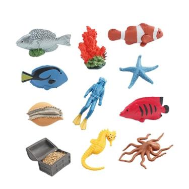 Imagem de JWQFBC 11 Peças de Figuras de Vida Subaquática, Criaturas Marinhas, Brinquedos, Materiais Didáticos, Peixe