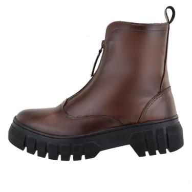 Imagem de Bota Feminina Tratorada Plataforma Inverno Sola Borracha Antiderrapante Fechamento Ziper Tamanho:39;Cor:Marrom;Gênero:Feminino;Departamento BS:Esporte
