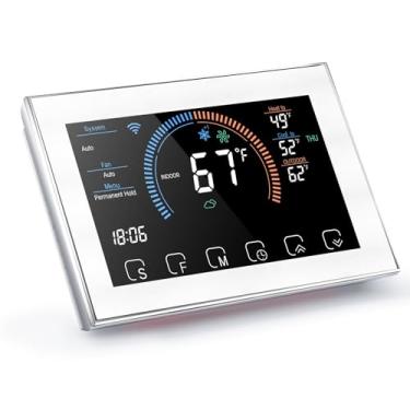 Imagem de Yunseity Termostato Inteligente, Termostato Caseiro Programável de Controle de Toque para Bomba de Calor Com o Modo Automático de Aquecimento de Resfriamento por Tela LCD, Privacidade de (WHITE)