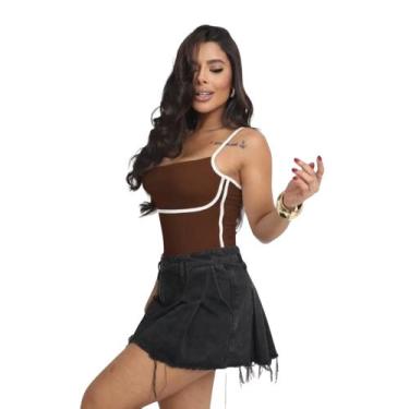 Imagem de Body Feminino Bicolor Alcinha Lançamento Moda Blogueira Com Fecho e Co