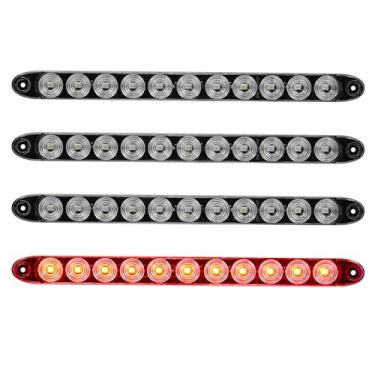 Imagem de PVerandio Barra de luz traseira de LED vermelha de 39,4 cm, 4 peças, lente transparente vermelha, parada, luzes traseiras paradas, terceira luz de freio, caminhão, trailer, trailer, sinalizador, barra