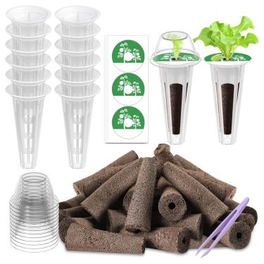 Imagem de DRYADES Kit de cápsulas de sementes compatível com Aero Garden e todas as marcas - Kit Grow Anything para sistema de cultivo hidropônico de jardim interno com 24 esponjas de cultivo, 12 cestas de